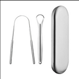 Limpiador (raspadores) de lengua de acero inoxidable – Set de 3 con estuche de viaje